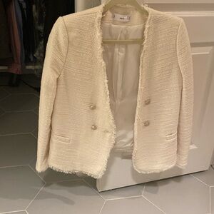 Cream colored tweed blazer